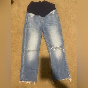 Denim wide leg pants